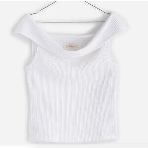 Madewell Ribbed Off The Shoulder Top White NWT M